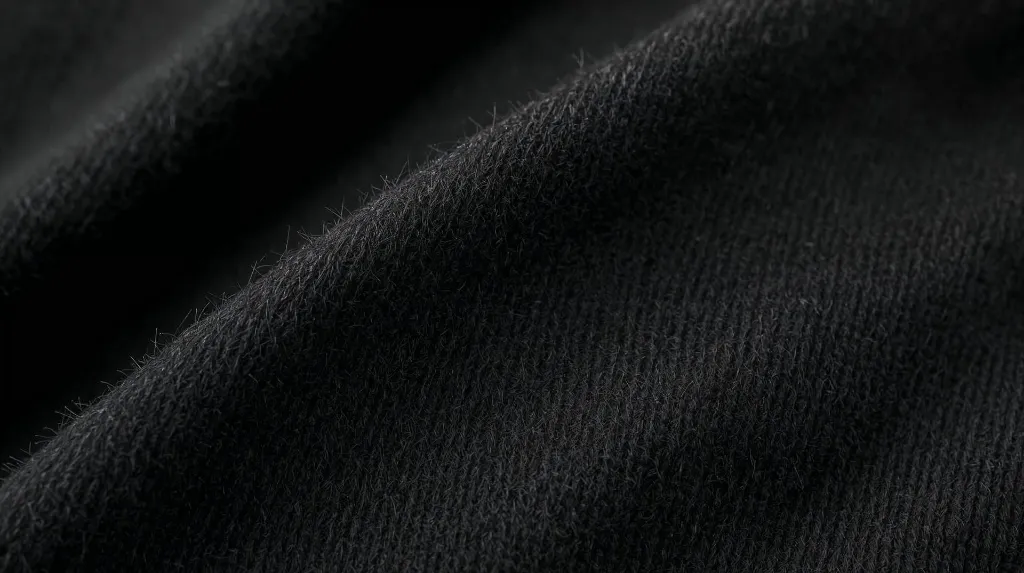 Hyper-realistic extreme close-up of a 160 GSM cotton fabric t-shirt, highlighting thread count and structure with scientific precision. Each fibre is visible, showing medium-weight knit density typical of high- (3).webp