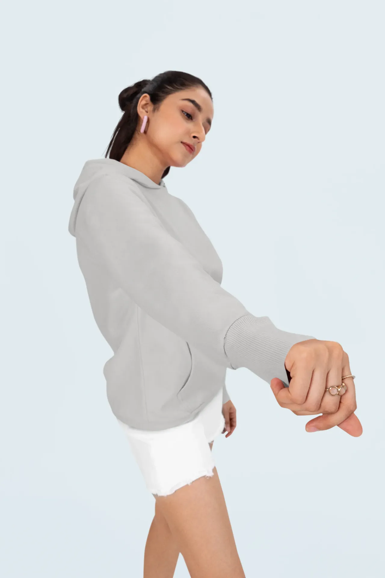 [TC-UHD340-COT-GRY-36S] Cotton Fleece Pull-over Hoodie | 340 GSM | 100% Cotton (Grey, 36 - S)