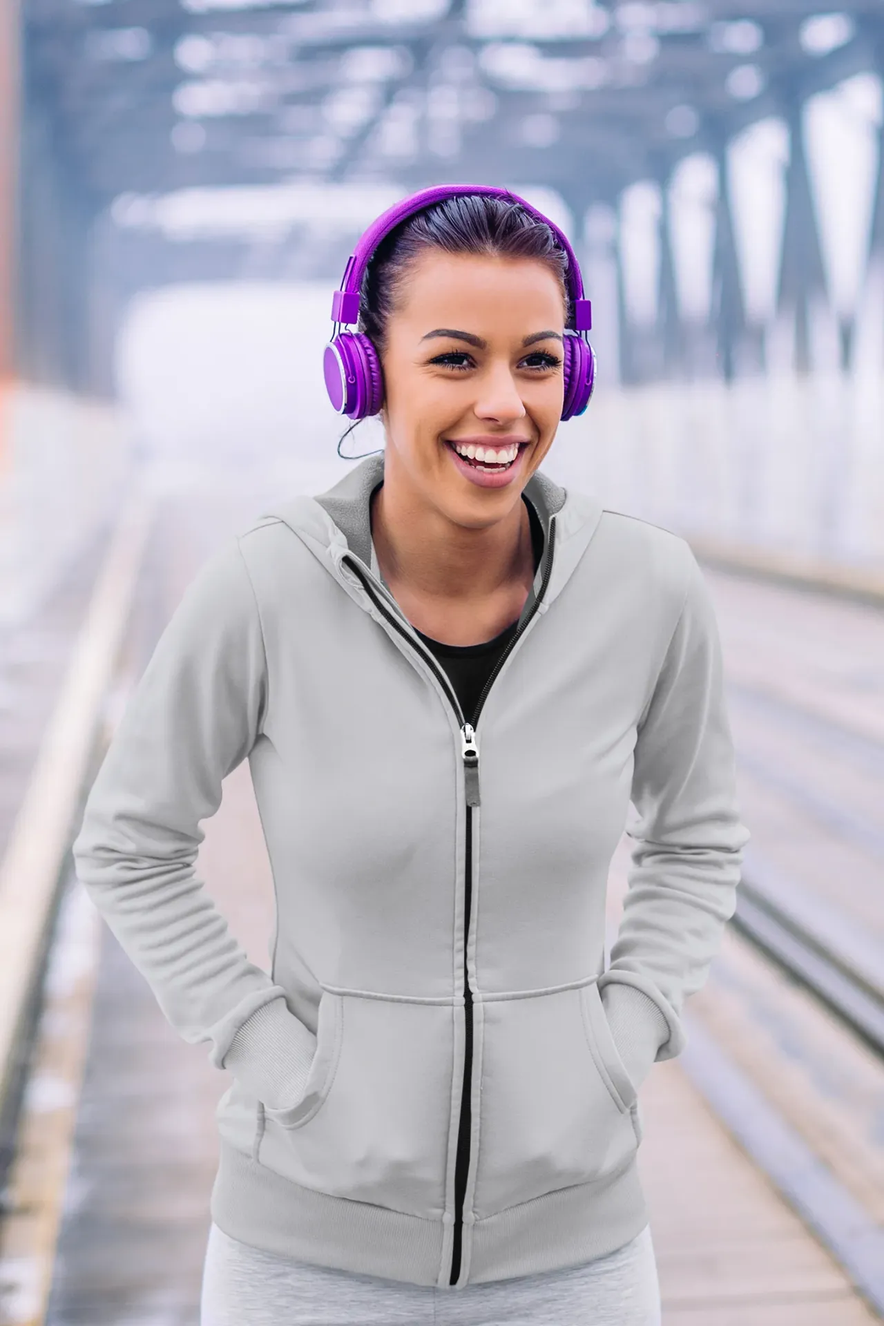 [TC-UHD400-COT-GRY-36S] Cotton Fleece Zipper Hoodie | 400 GSM | 100% Cotton (Grey, 36 - S)